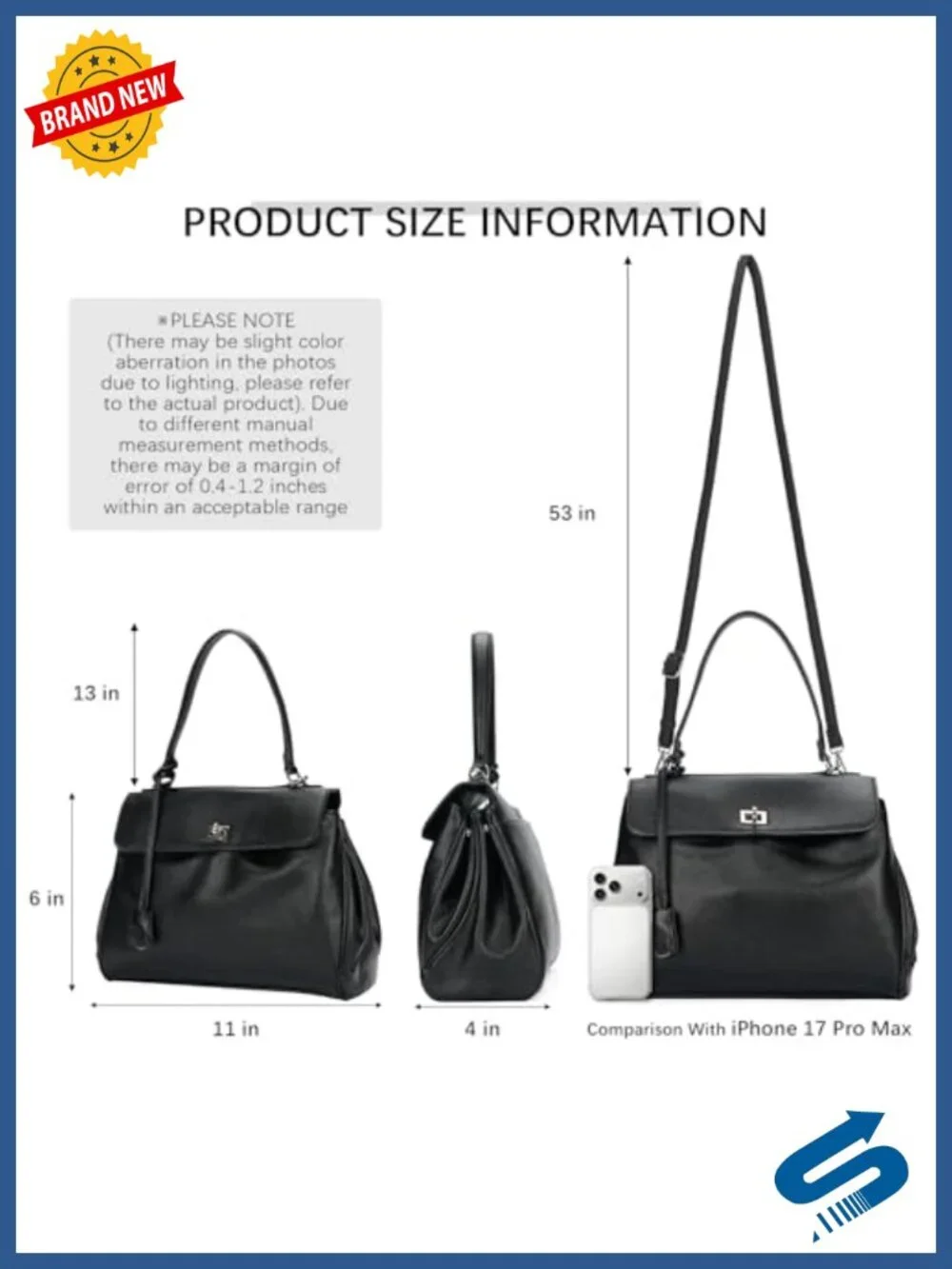 ALEX&MIA 4-Way Convertible Faux Leather Tote Shoulder Crossbody Bag Work Daily